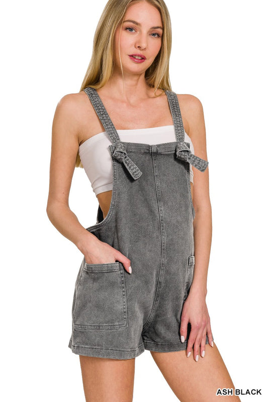 WASHED KNOT STRAP ROMPERS