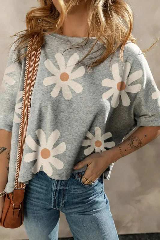 Daisy Flower Printed Casual T Shirt