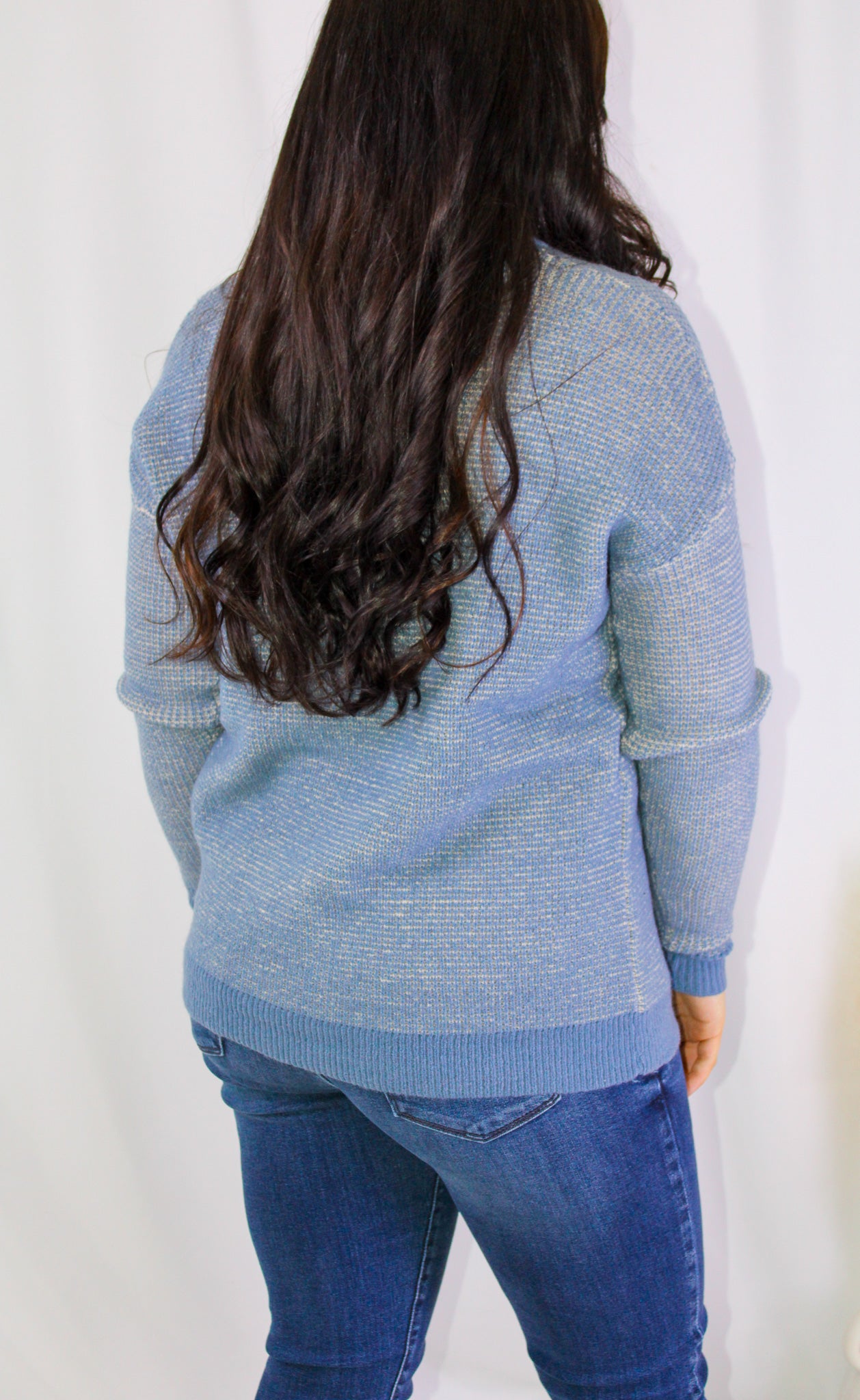 Henley Rib Contrast Waffle Sweater