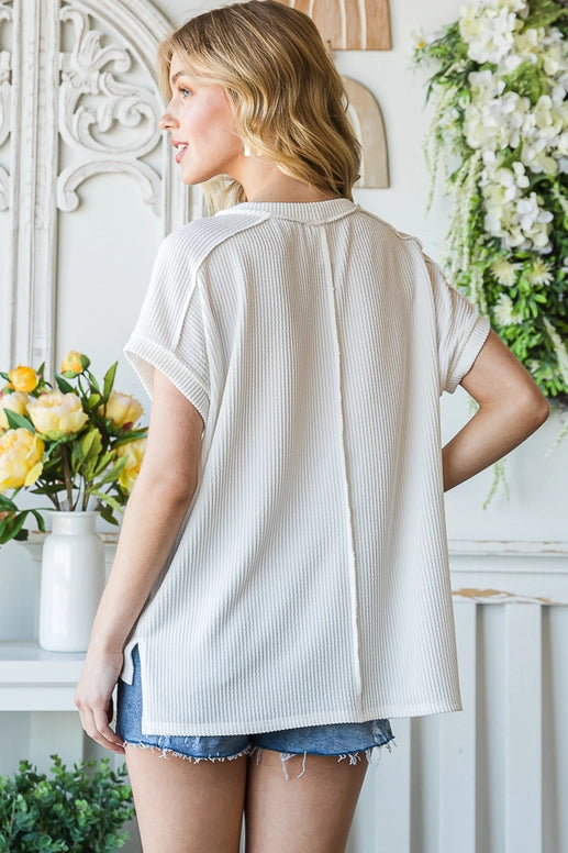 Solid Ribbed Tunic T-Shirt